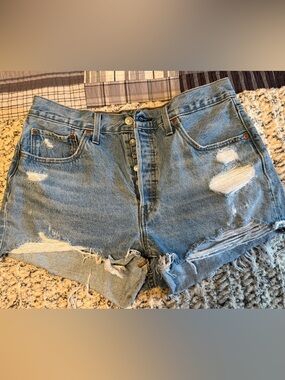 Levi's 501 Distressed Button-Fly Denim Shorts